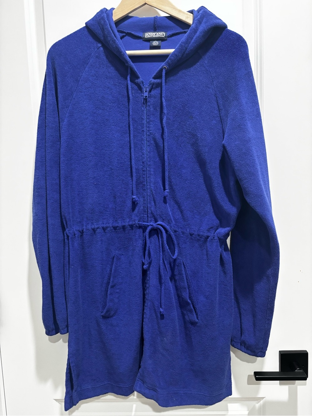 Vintage Lands' End Royal Blue Hooded One-Piece Romper